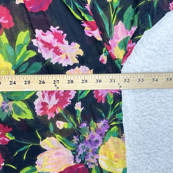 VTG 80's Jacque & Koko‎ Shirt Button Up 26/28 Floral Hawaiian Artsy Boho Sheer - Picture 8 of 14